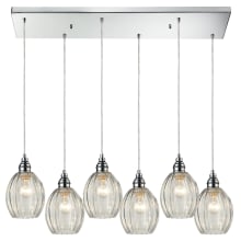 Danica 6 Light 30" Wide Multi Light Pendant with Rectangle Canopy and Clear Glass Shades