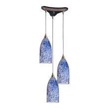 Verona 3 Light 13" Wide Multi Light Pendant with Triangle Canopy and Hand Blown Glass Shades