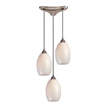 Mulinello 3 Light 10" Wide Multi Light Pendant with Triangle Canopy and Hand Blown Glass Shades