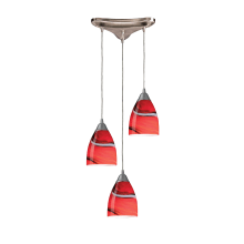 Pierra 3 Light 10" Wide Multi Light Pendant with Triangle Canopy and Hand Blown Glass Shades