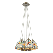 Gemstones 7 Light 28" Wide Multi Light Pendant with Round Canopy and Hand Blown Glass Shades