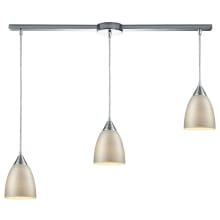 Merida 3 Light 36" Wide Linear Pendant with Silver Linen Glass Shades