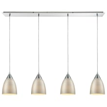 Merida 4 Light 46" Wide Linear Pendant with Silver Linen Glass Shades