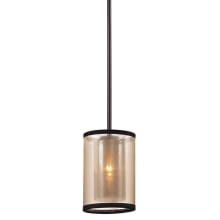 Diffusion Single Light 6" Wide Mini Pendant with Round Canopy and Mercury Glass with Beige Organza Outer Shade
