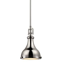 Rutherford Single Light 9" Wide Mini Pendant with Round Canopy and Silver Metal Shade