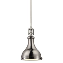 Rutherford Single Light 9" Wide Mini Pendant with Round Canopy and Silver Metal Shade