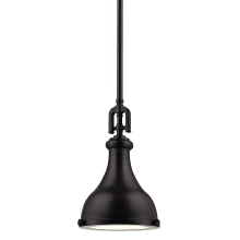 Rutherford Single Light 9" Wide Mini Pendant with Round Canopy and Bronze Metal Shade
