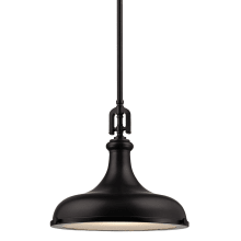 Rutherford Single Light 15" Wide Pendant with Round Canopy and Bronze Metal Shade