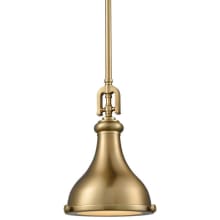 Rutherford 1 Light 9" Wide Mini Pendant with Curved Brass Shade