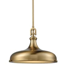 Rutherford Single Light 18" Wide Pendant with Curved Brass Shade