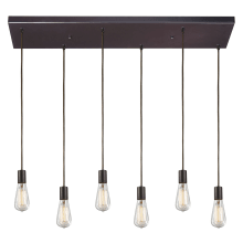 Menlow Park 6 Light 30" Wide Multi Light Pendant with Rectangle Canopy and Hand Blown Glass Shades