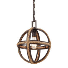 Natural Rope Single Light 12" Wide Pendant