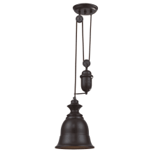 Farmhouse Single Light 8" Wide Mini Pendant with Round Canopy and Bronze Metal Shade