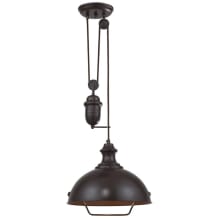 Farmhouse 1 Light 14" Wide Pendant with Bronze Metal Shade and LED Bulb Included