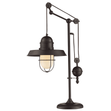 Farmhouse Single Light 32" High Table Lamp with Warehouse Style Shade with Bulb Guard