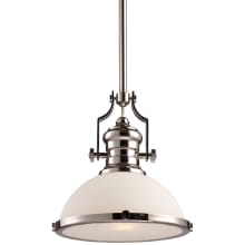 Chadwick Single Light 13" Wide LED Pendant with Round Canopy and White Glass Shade