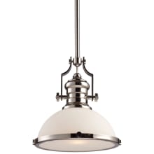 Chadwick Single Light 13" Wide Pendant with Round Canopy and White Glass Shade