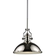 Chadwick Single Light 17" Wide LED Pendant with Round Canopy and Nickel Metal Shade