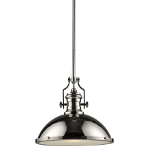 Chadwick Single Light 17" Wide Pendant with Round Canopy and Nickel Metal Shade