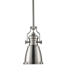 Chadwick Single Light 8" Wide LED Mini Pendant with Round Canopy and Nickel Metal Shade