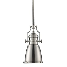 Chadwick Single Light 8" Wide Mini Pendant with Round Canopy and Nickel Metal Shade