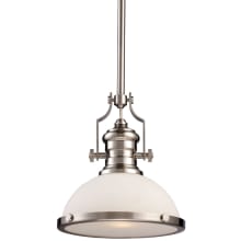 Chadwick 1 Light 13" Wide Pendant with White Glass Shade and LED Bulb Included