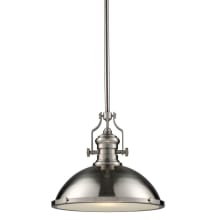 Chadwick Single Light 17" Wide LED Pendant with Round Canopy and Nickel Glass Shade