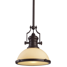 Chadwick 1 Light 13" Wide Pendant with Cream Glass Shade and LED Bulb Included