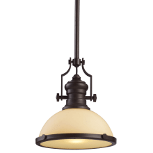 Chadwick Single Light 13" Wide Pendant with Round Canopy and Cream Glass Shade