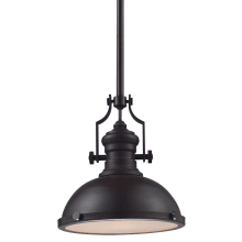 Chadwick Single Light 13" Wide LED Pendant with Round Canopy and Bronze Metal Shade