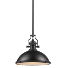 Chadwick Single Light 17" Wide LED Pendant with Round Canopy and Bronze Metal Shade
