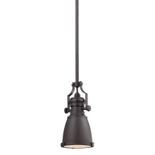 Chadwick Single Light 8" Wide LED Mini Pendant with Round Canopy and Bronze Metal Shade