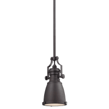 Chadwick Single Light 8" Wide Mini Pendant with Round Canopy and Bronze Metal Shade