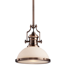 Chadwick Single Light 13" Wide LED Pendant with Round Canopy and Cream Glass Shade