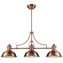 Chadwick Three-Light Billiard Light in Antique Copper