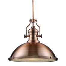 Chadwick Single Light 17" Wide Pendant with Round Canopy and Copper Metal Shade