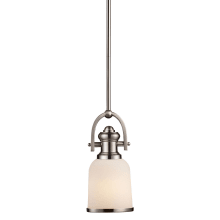 Brooksdale Single Light 5" Wide LED Mini Pendant with Round Canopy and White Glass Shade