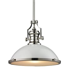 Chadwick Single Light 17" Wide Pendant with Round Canopy and White Metal Shade