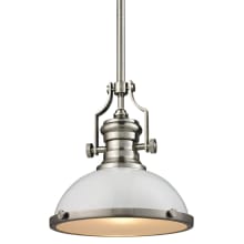 Chadwick Single Light 13" Wide Pendant with Round Canopy and White Metal Shade