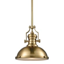 Chadwick Single Light 13" Wide Pendant with Metal Dome Shade with Frosted Glass Diffuser