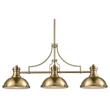 Chadwick 3 Light 47" Wide Linear Pendant with Metal Dome Shades