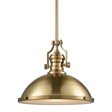 Chadwick Single Light 17" Wide Pendant with Metal Dome Shade with Frosted Glass Diffuser