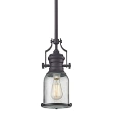 Chadwick Single Light 8" Wide Mini Pendant with Round Canopy and Clear Glass Shade
