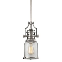 Chadwick Single Light 8" Wide Mini Pendant with Round Canopy and Seedy Glass Shade