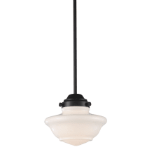 Schoolhouse Pendants Single Light 8" Wide LED Mini Pendant with Round Canopy and Hand Blown Glass Shade