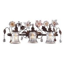 Cristallo Fiore 3 Light 26" Vanity Fixture with Ribbed Glass Shade