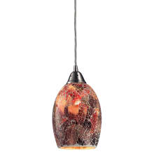 Avalon Single Light 5" Wide Mini Pendant with Round Canopy and Multicolor Crackle Glass Shade