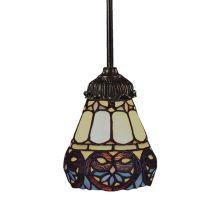 Mix-N-Match Single Light 6" Wide Mini Pendant with Round Canopy and Tiffany Glass Shade