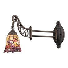 Mix-N-Match Single-Light Swing arm Wall Sconce with Floral Stained Glass Shade