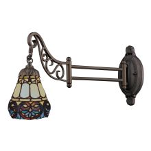 Mix-N-Match Single-Light Swing arm Wall Sconce with Flowers and Vines Stained Glass Shade